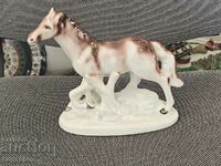 OLD PORCELAIN FIGURE STATUETTE ISIS HORSE STATUE