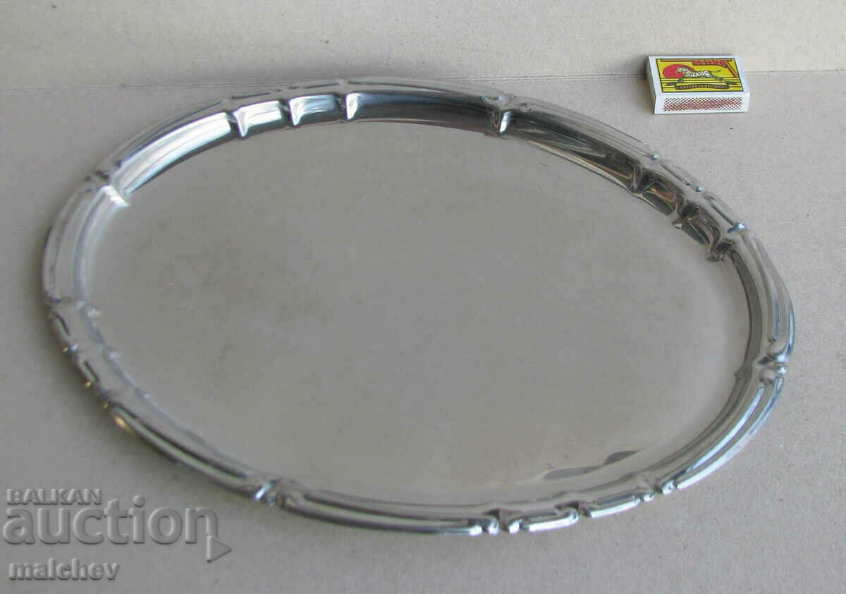 Stainless metal tray 35 cm ellipse, preserved