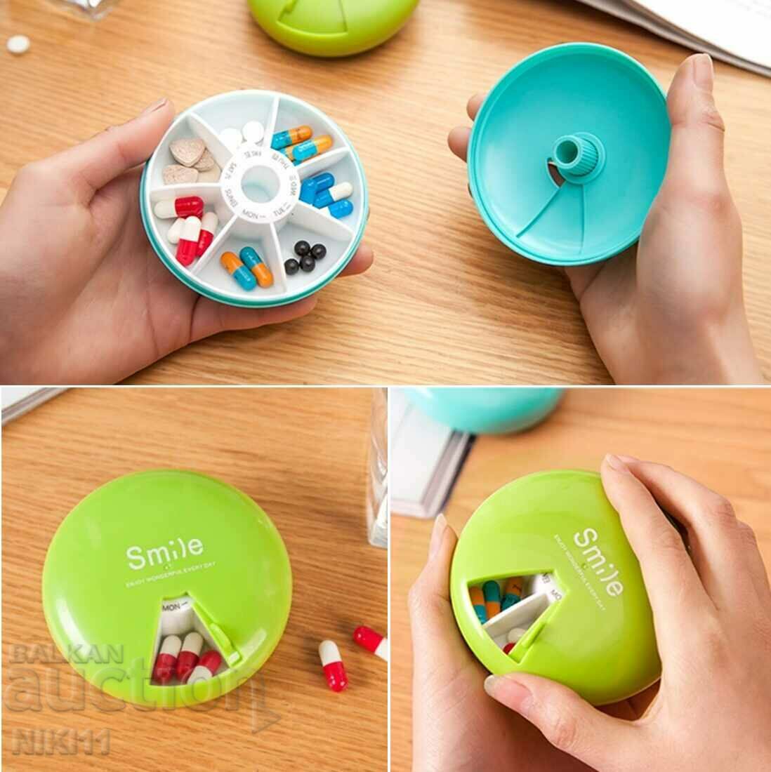 Pill box with 7 compartments for 1 week, 7 days with price 10.00 BGN | € 5.11 Pill box with 7 compartments for 1 week, 7 days with price 10.00 BGN | € 5.11