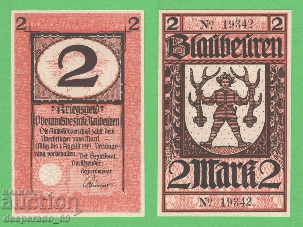 (¯`'•.¸GERMANY (Blaubeuren) 2 stamps 1918 UNC¸.•'´¯)