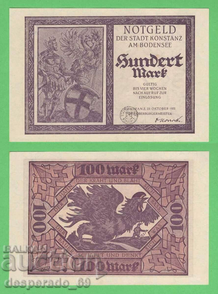 (¯`'•.¸ГЕРМАНИЯ (Konstanz) 100 марки 1922  UNC (1)¸.•'´¯)