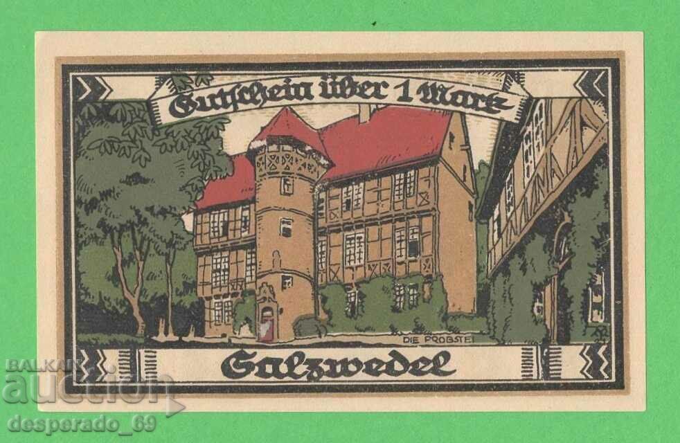 (¯`'•.¸NOTGELD (City of Salzwedel) 1921 UNC -1 stamp¸.•'´¯)