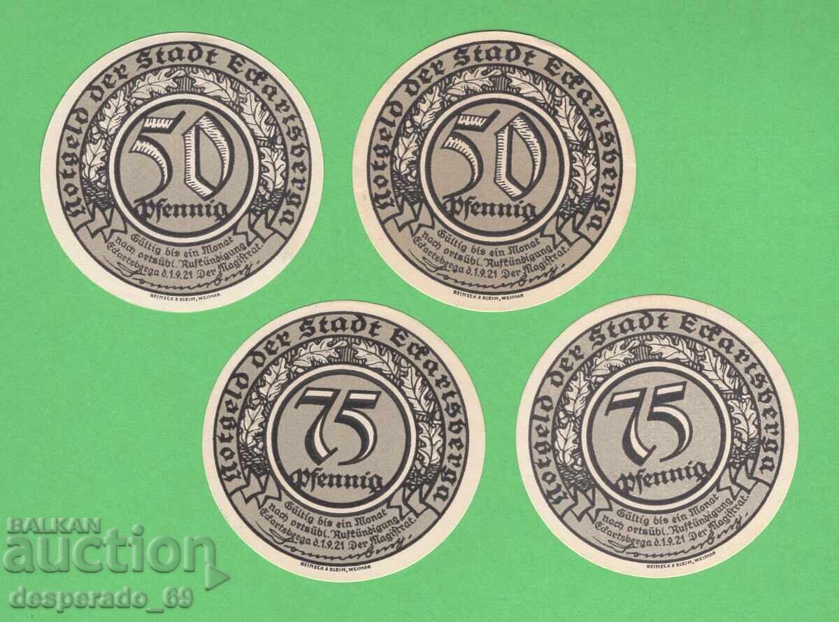(¯`'•.¸NOTGELD (city Eckartsberga) 1921 UNC -4 pcs. banknotes with price 16.00 BGN | € 8.18 (¯`'•.¸NOTGELD (city Eckartsberga) 1921 UNC -4 pcs. banknotes with price 16.00 BGN | € 8.18