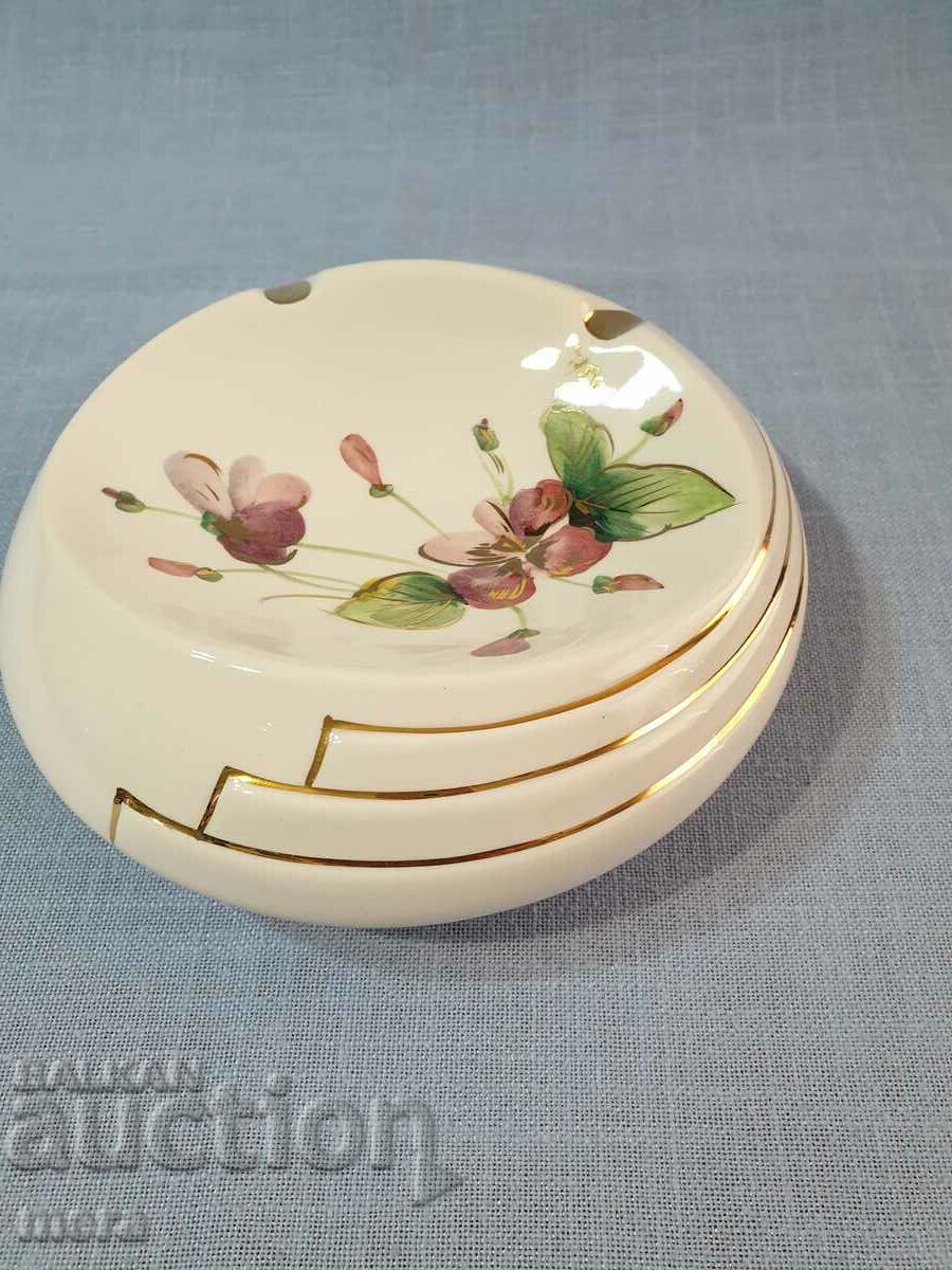 Porcelain large author's hand-painted ashtray