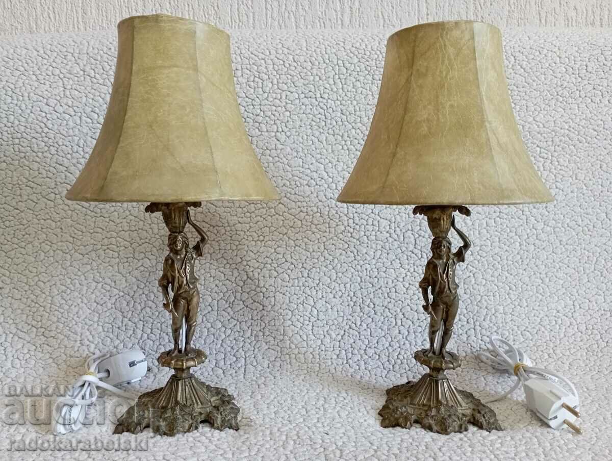 Set of two antique bronze lamps - lamp