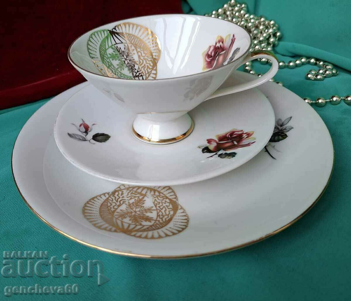 Όμορφο σετ τριών τεμαχίων πορσελάνης για καφέ/BAVARIA