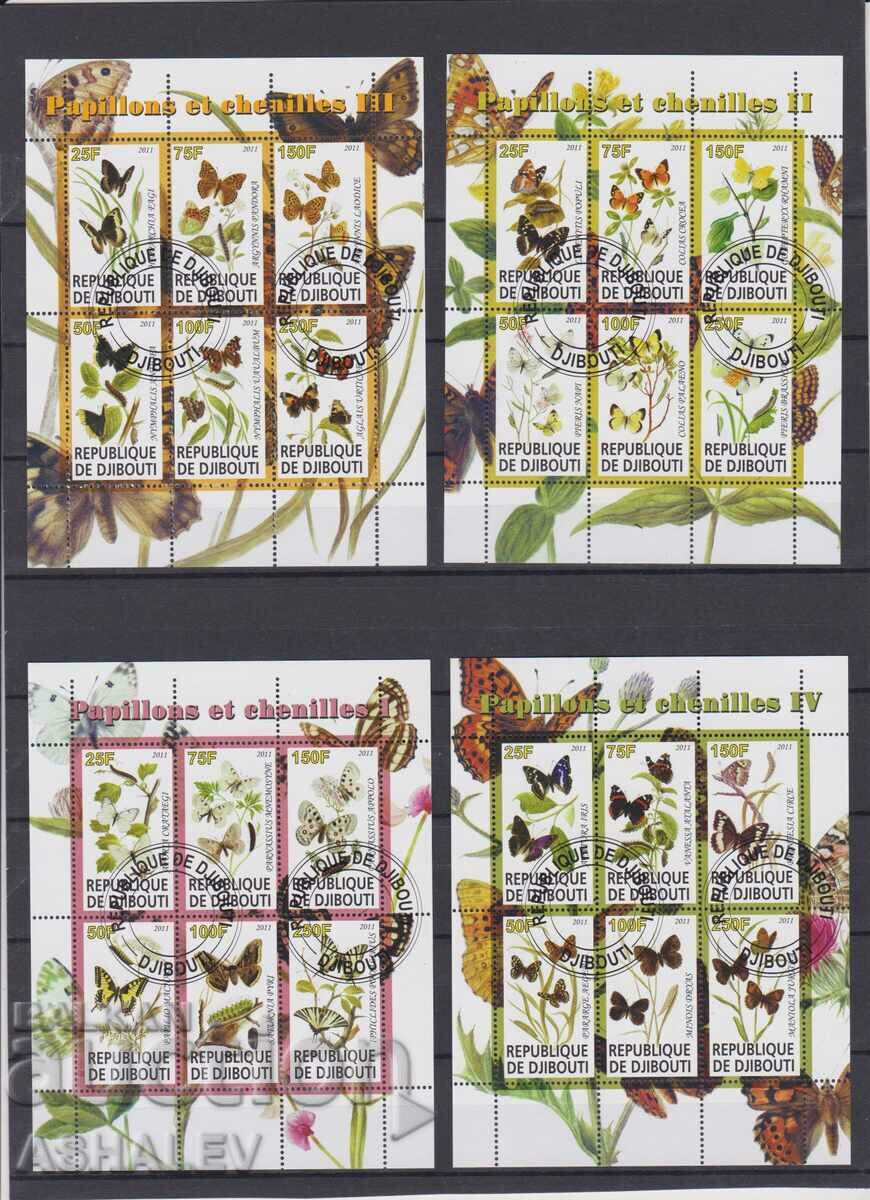 2011 Butterflies Djibouti 4 Stamped Blocks (O)