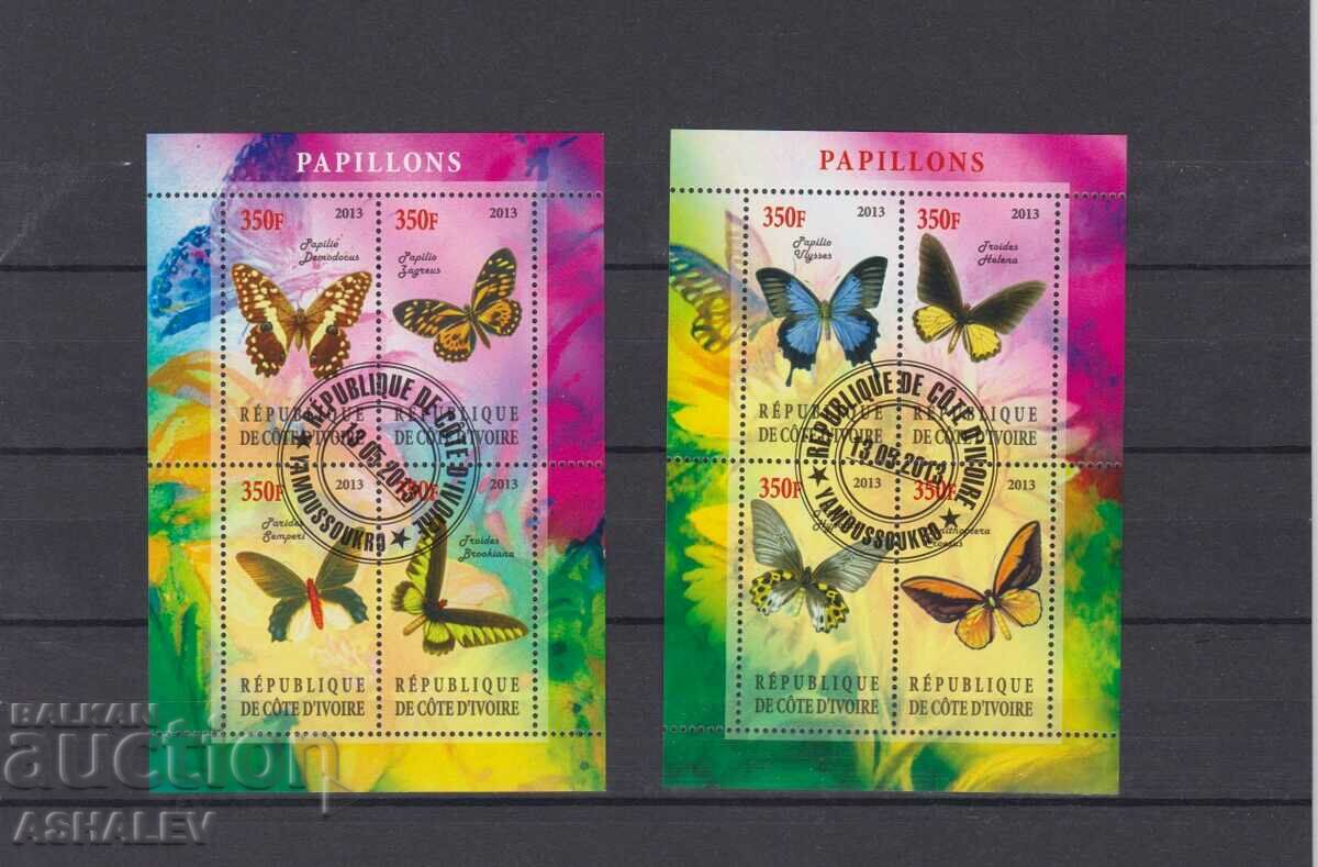 2013 Ivory Cat Butterflies 2 Block Stamped (O)