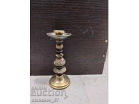 Bronze candle holder with wooden elements