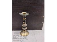 Bronze candle holder with wooden elements