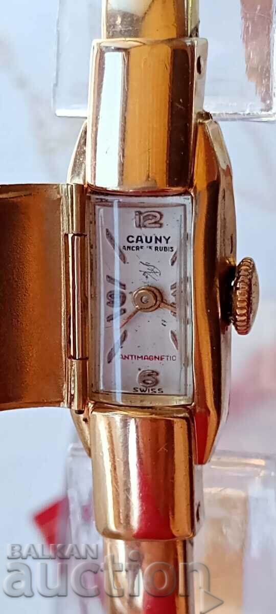 Gold women's watch CAUNY - 18k bracelet - 1960 with price 3999.00 BGN | € 2044.66