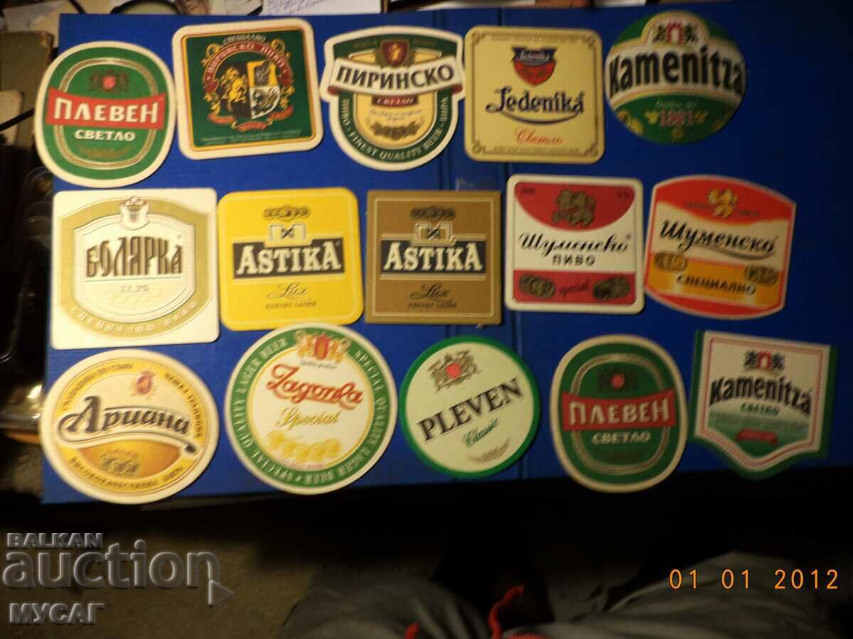 15 pcs OLD BULGARIAN CARDBOARD BEER COATS UNUSED