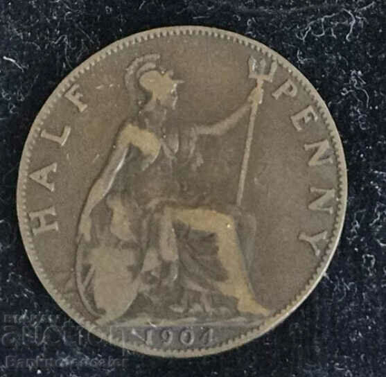 England Half Penny 1874 KEY DATE LOW MINTAGE CIRCULATED