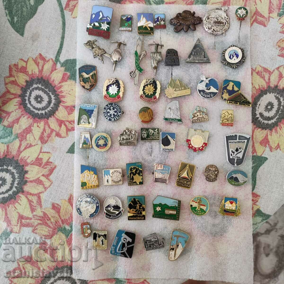 A small collection of badges on the topic of mountaineering and tourism 47 pcs.