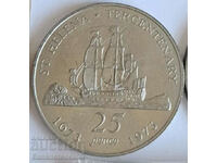 St. Helena Tercentenary 25 Pence Coin 1973