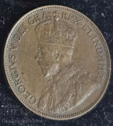 Canada George V 1920 One Cent 1c Larger Type Bronze Coin