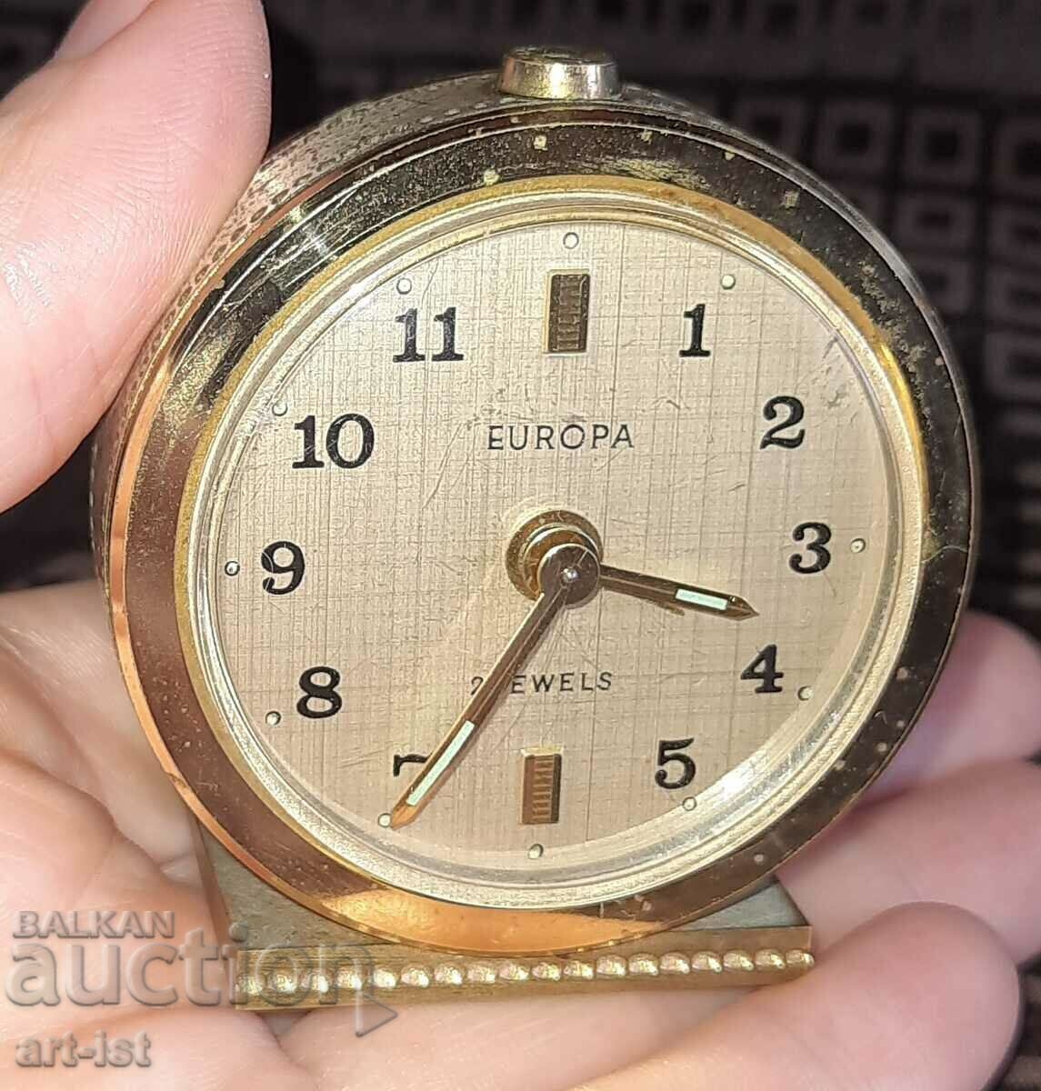 Small working German Europa alarm clock