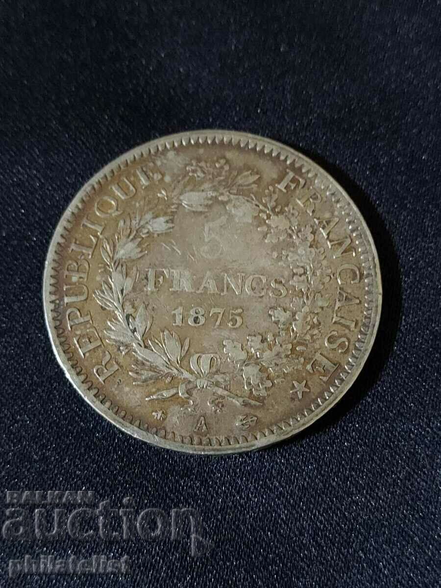 France 1875 A - 5 Francs - Silver Coin