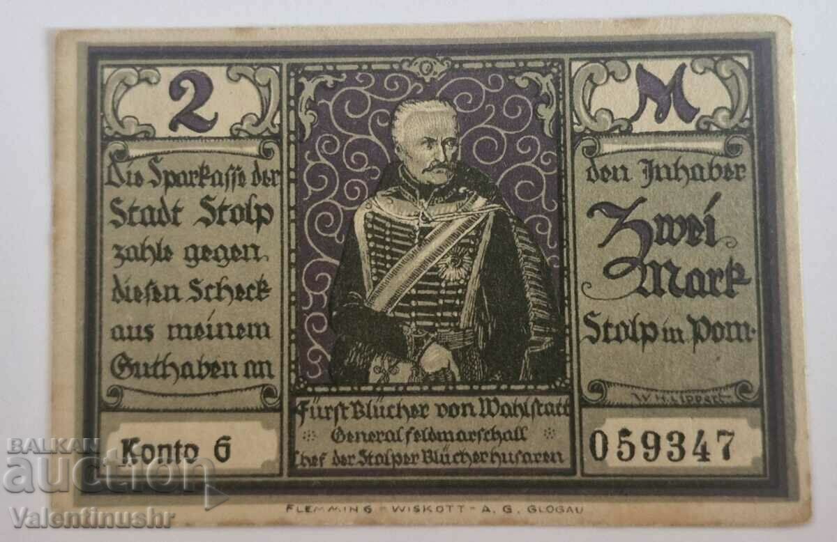 Germany notgeld 2 Stamps 1921 year Stolp