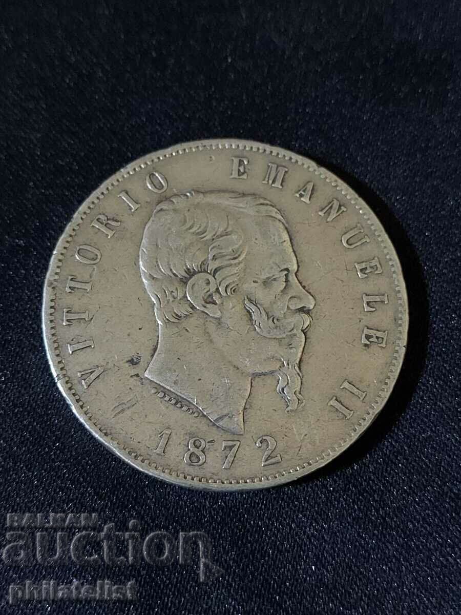 Italy 1872 - 5 lire - silver coin, Victor Emmanuel II