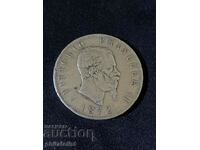 Italy 1872 - 5 lire - silver coin, Victor Emmanuel II