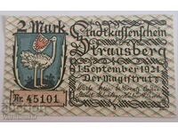 Germania notgeld 2 Marks 1921 an Strausberg