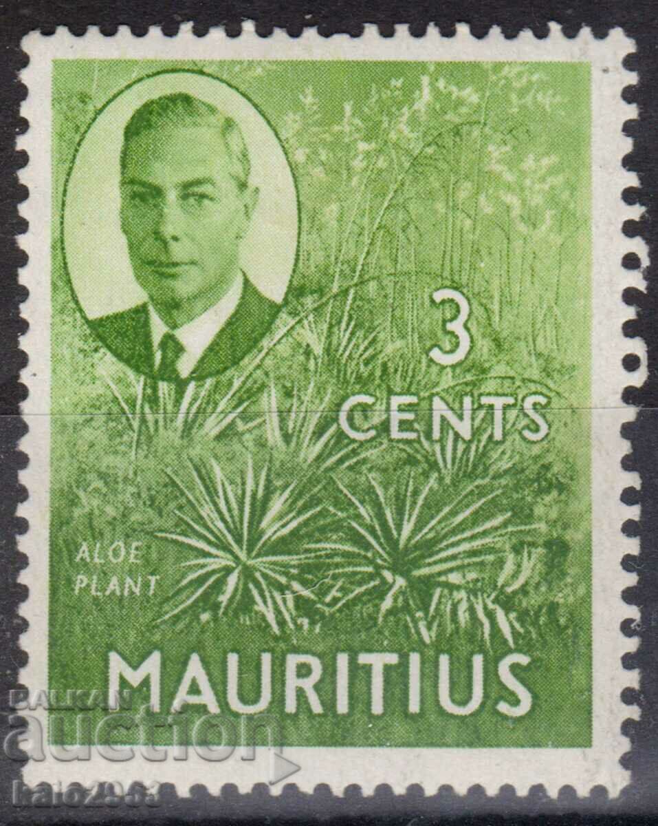 GB/Mauritius-1950-Редовна-KGVI-в овал+Природни мотиви,MLH / II