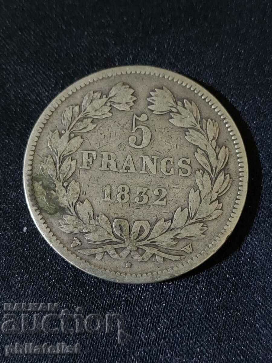 France 1832 W - 5 francs - Silver coin