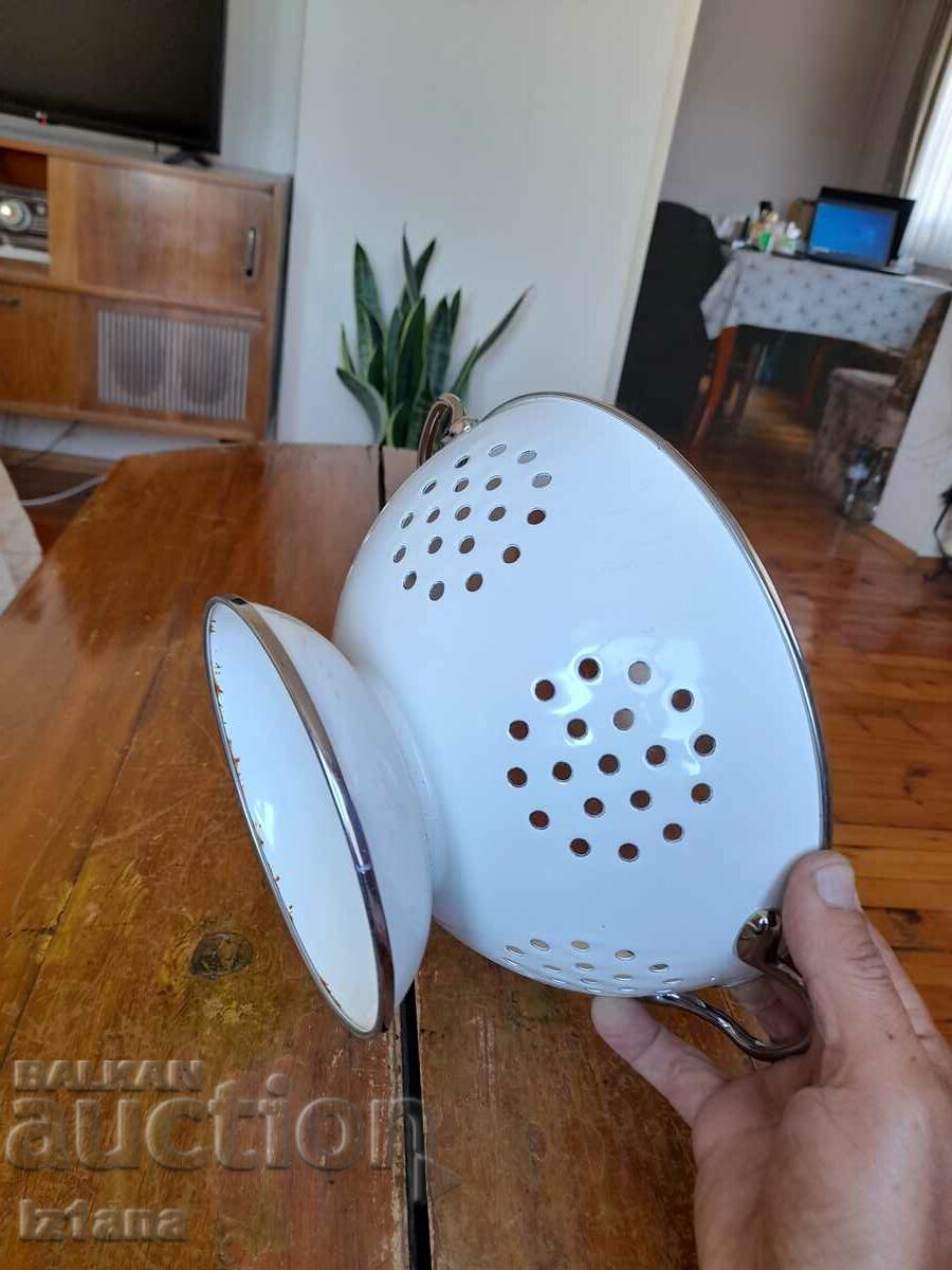 Old enameled strainer, colander - 5 Old enameled strainer, colander - 5