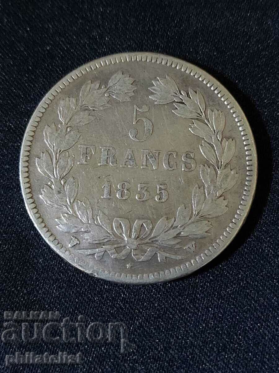 France 1835 W - 5 Francs - Silver Coin #2