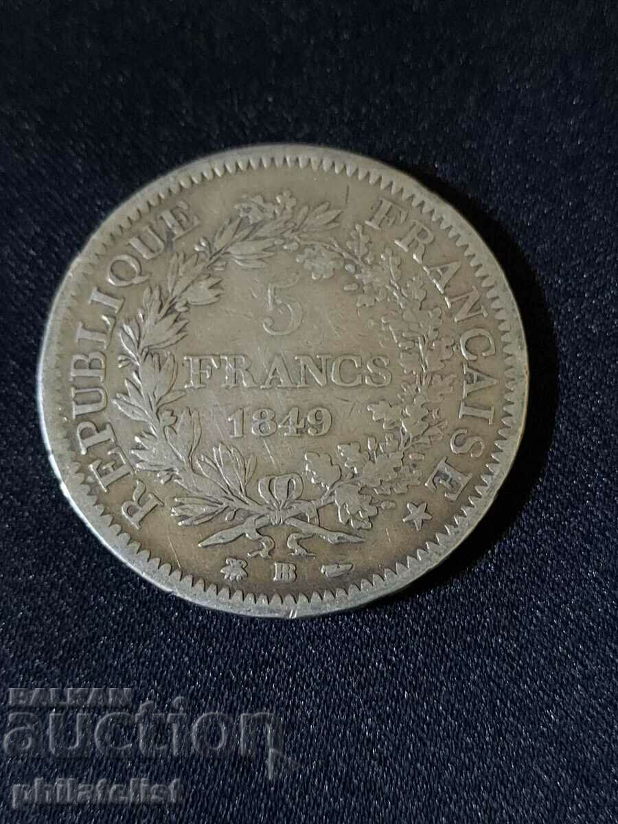 France 1849 BB - 5 francs - Silver coin