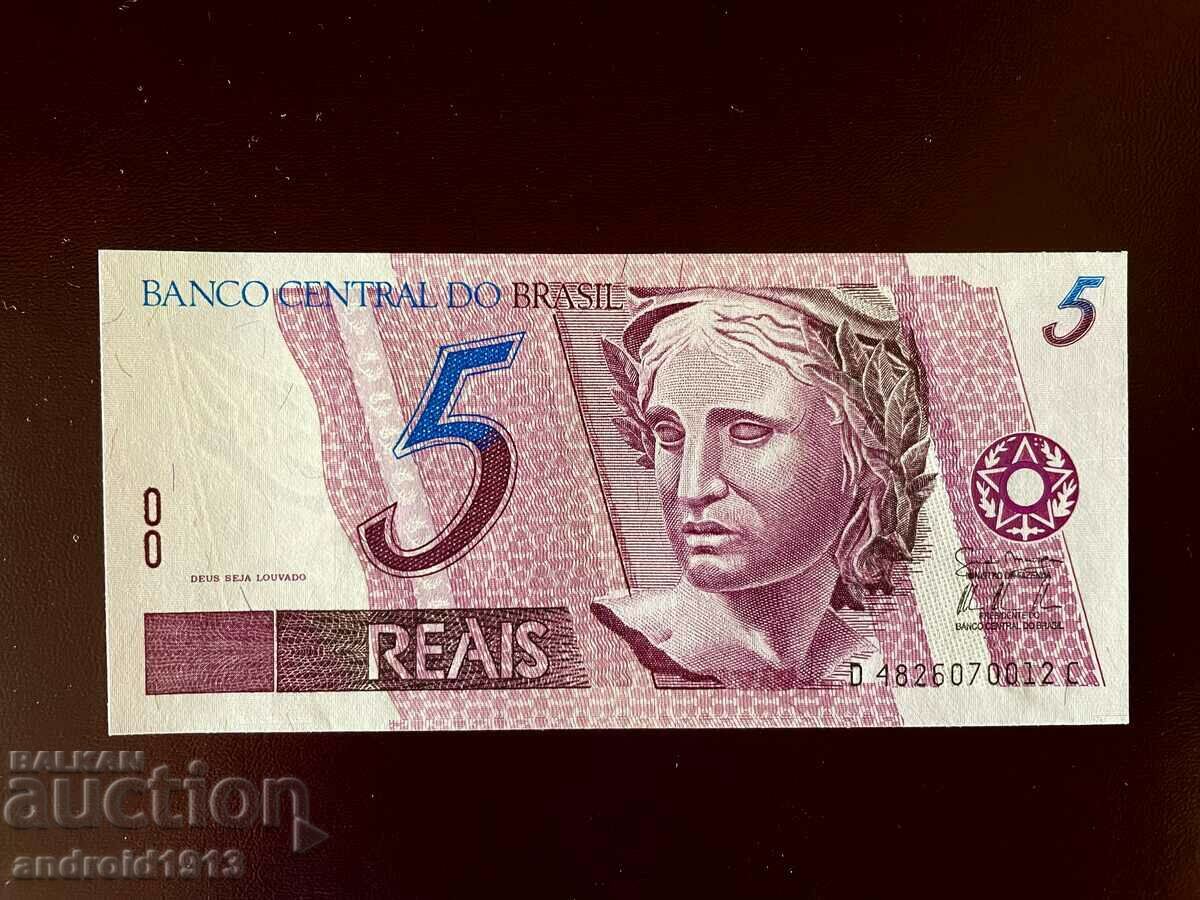 BRAZIL - 5 Reales 1997-2011, P244a, UNC with price 9.98 BGN | € 5.10 BRAZIL - 5 Reales 1997-2011, P244a, UNC with price 9.98 BGN | € 5.10