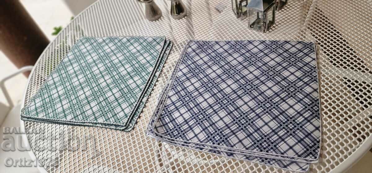 Auction German cotton napkins, 12 pcs, green and blue. Auction German cotton napkins, 12 pcs, green and blue.