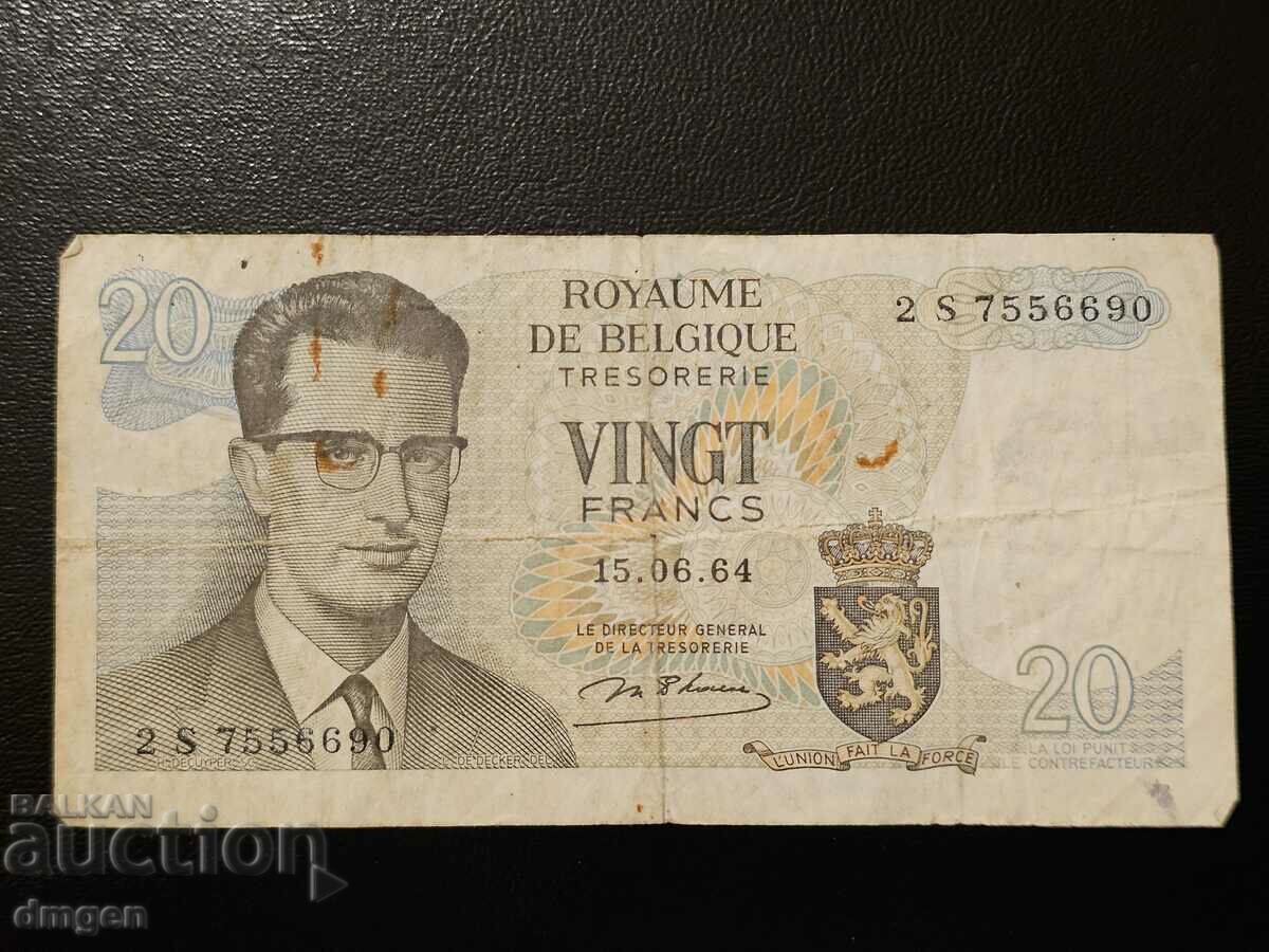 20 francs Belgium 1964