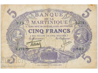 Martinique 5 Francs 1901 1934 Pick 6