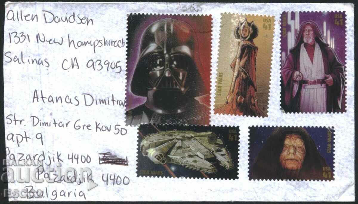 Traveled envelope with Star Wars 2007 stamps from USA