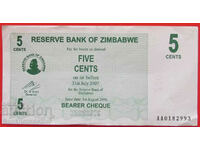 Zimbabwe 5 Dollar 2007 Pick 38