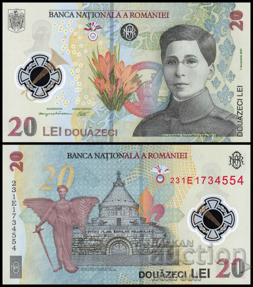 ❤️ ⭐ Romania 2023 20 lei polymer UNC new ⭐ ❤️