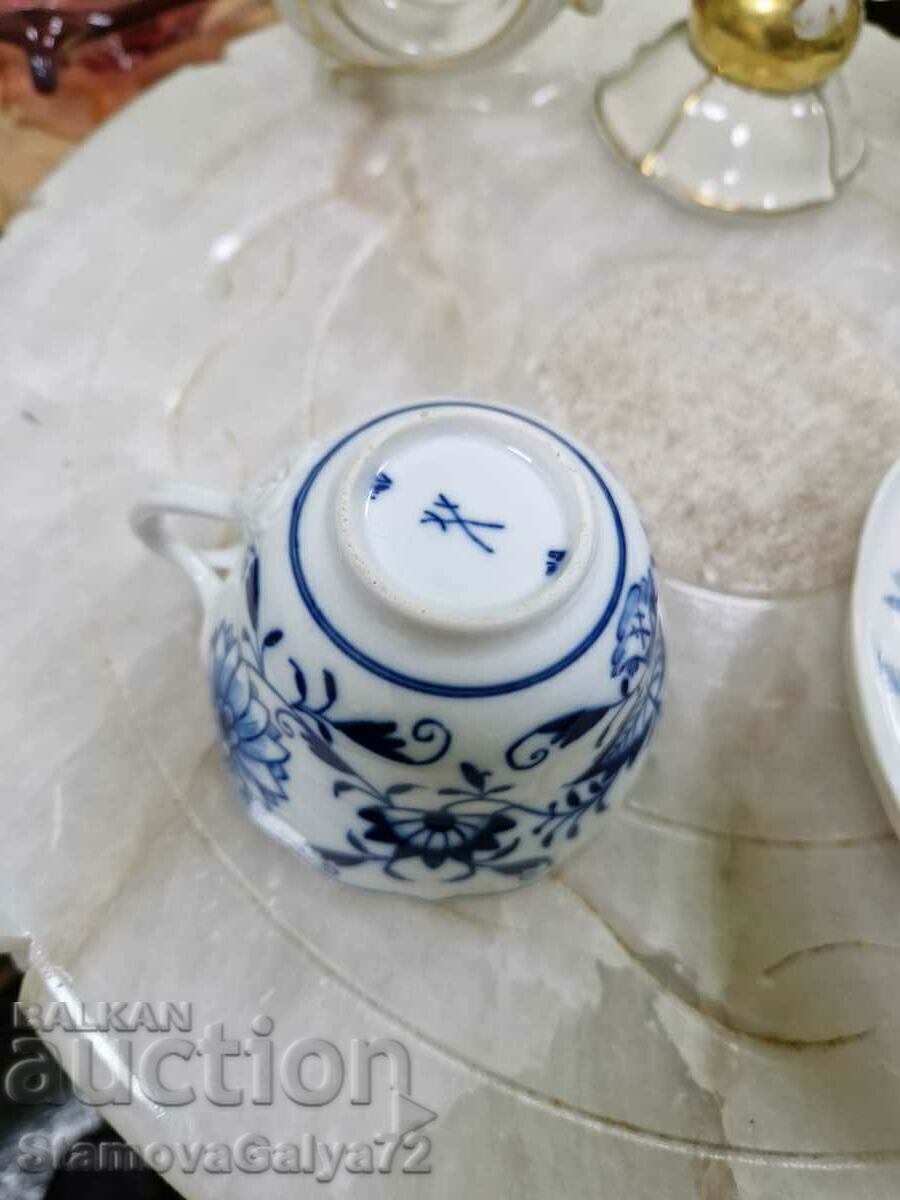 Antique German Meissen Porcelain Double Set - 6 Antique German Meissen Porcelain Double Set - 6