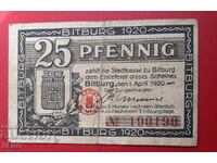 Banknote-Germany-Rheinland-Pfalz-Bitburg-25 pfennig 1920