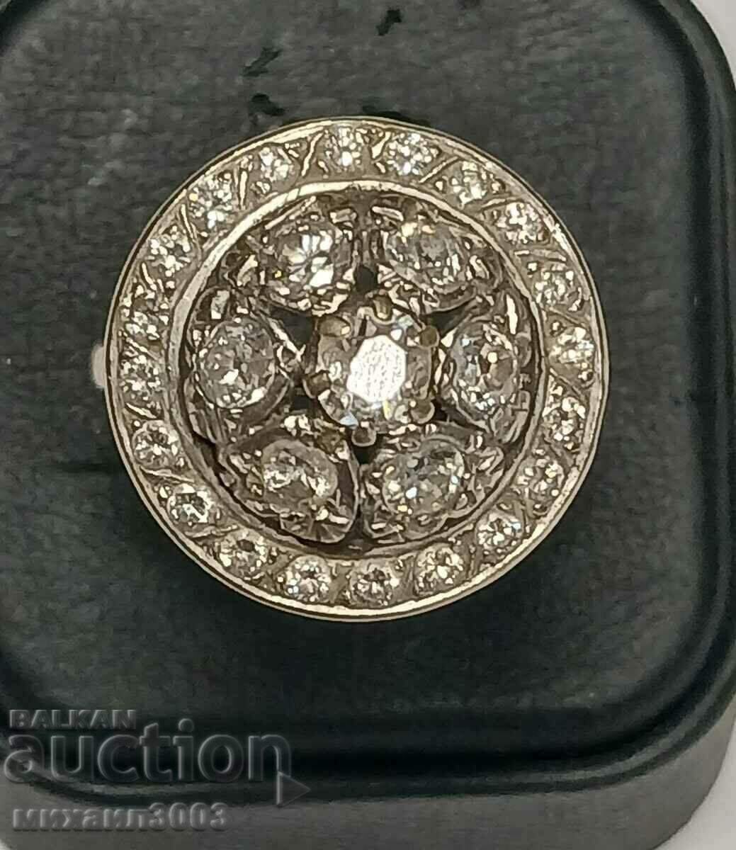 ANTIQUE GOLD RING - WHITE GOLD - 18K WITH DIAMONDS