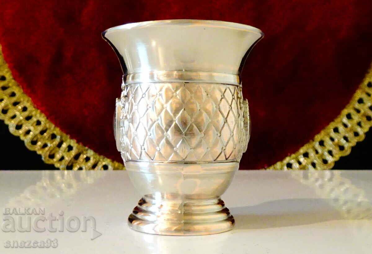 Silver-plated copper brandy glass, baroque with price 15.00 BGN | € 7.67 Silver-plated copper brandy glass, baroque with price 15.00 BGN | € 7.67