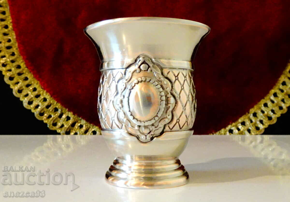 Silver-plated copper brandy glass, baroque Silver-plated copper brandy glass, baroque
