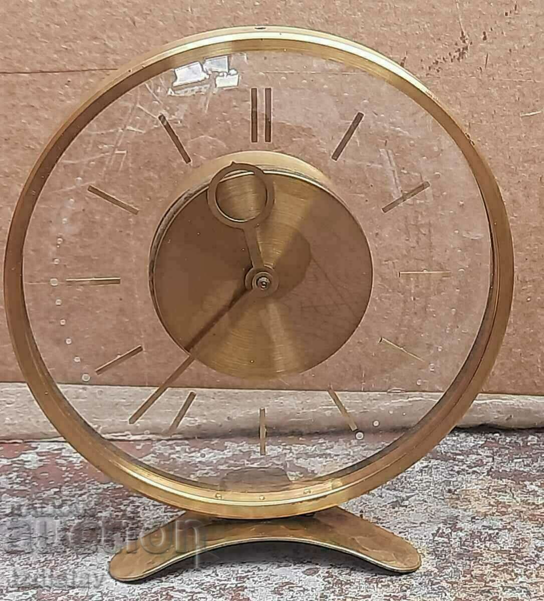 Ceas de birou saptamanal mecanic din alama 1960 RDG - 6