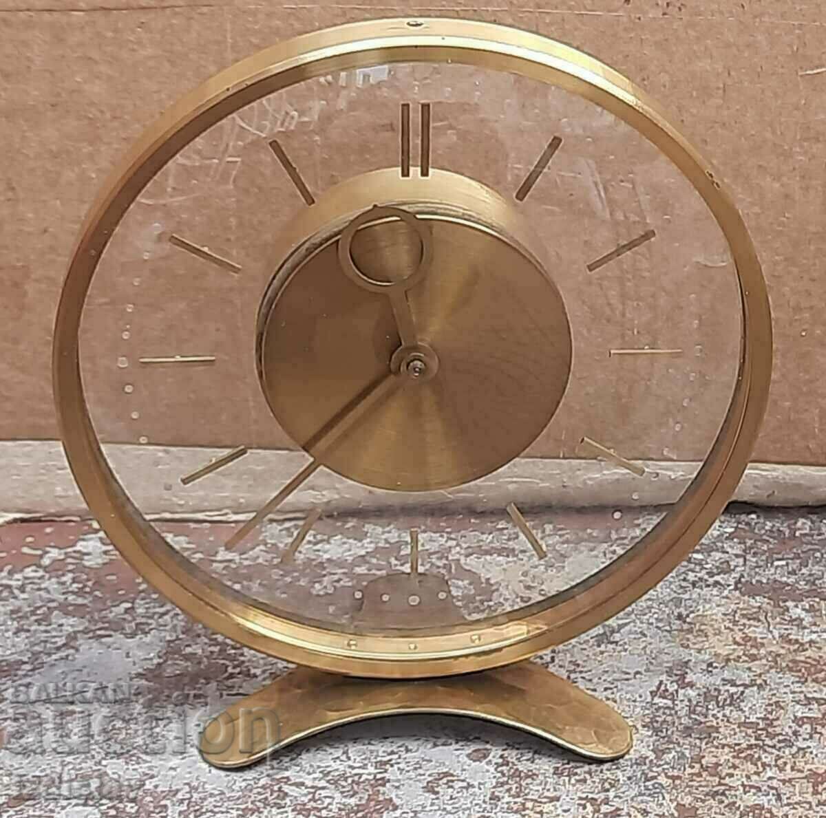 Mechanical weekly brass desk clock 1960 GDR