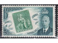 GB/Barbados-1952-KGVI-100 г.пощ.марка в колонията,MLH