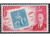 GB/Barbados-1952-KGVI-100 г.пощ.марка в колонията,MLH