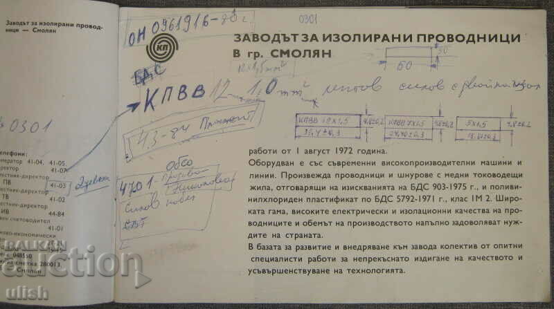 Insulated wires catalog from Sotsa Smolyan with price 25.00 BGN | € 12.78 Insulated wires catalog from Sotsa Smolyan with price 25.00 BGN | € 12.78