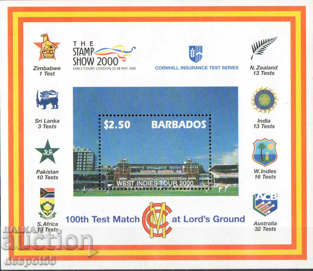 2000. Barbados. Cricket - West Indies Tournament. Block.