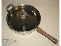 German frying pan 25.5 cm stainless Elekom lid 2 handles preserved